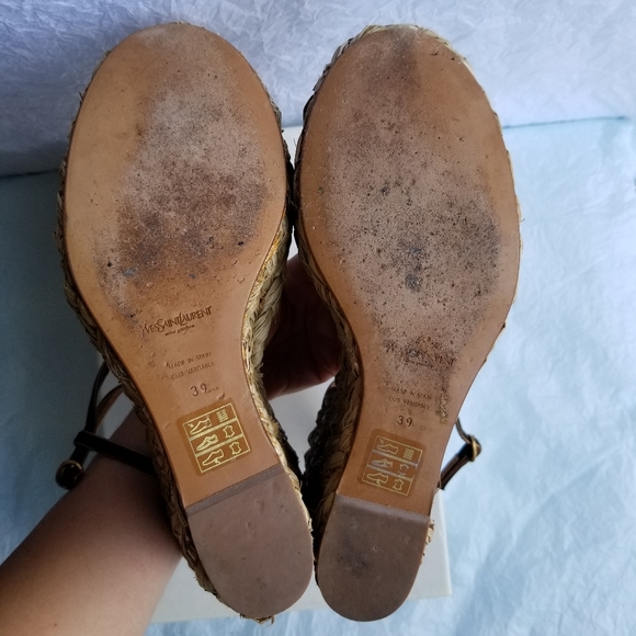 YSL Satin Straw Wedges - Picture 10 of 12